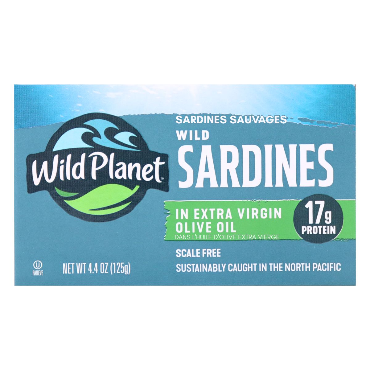 Wild Planet Non-GMO Wild Sardines in Extra Virgin Olive Oil Lightly Smoked, 125g