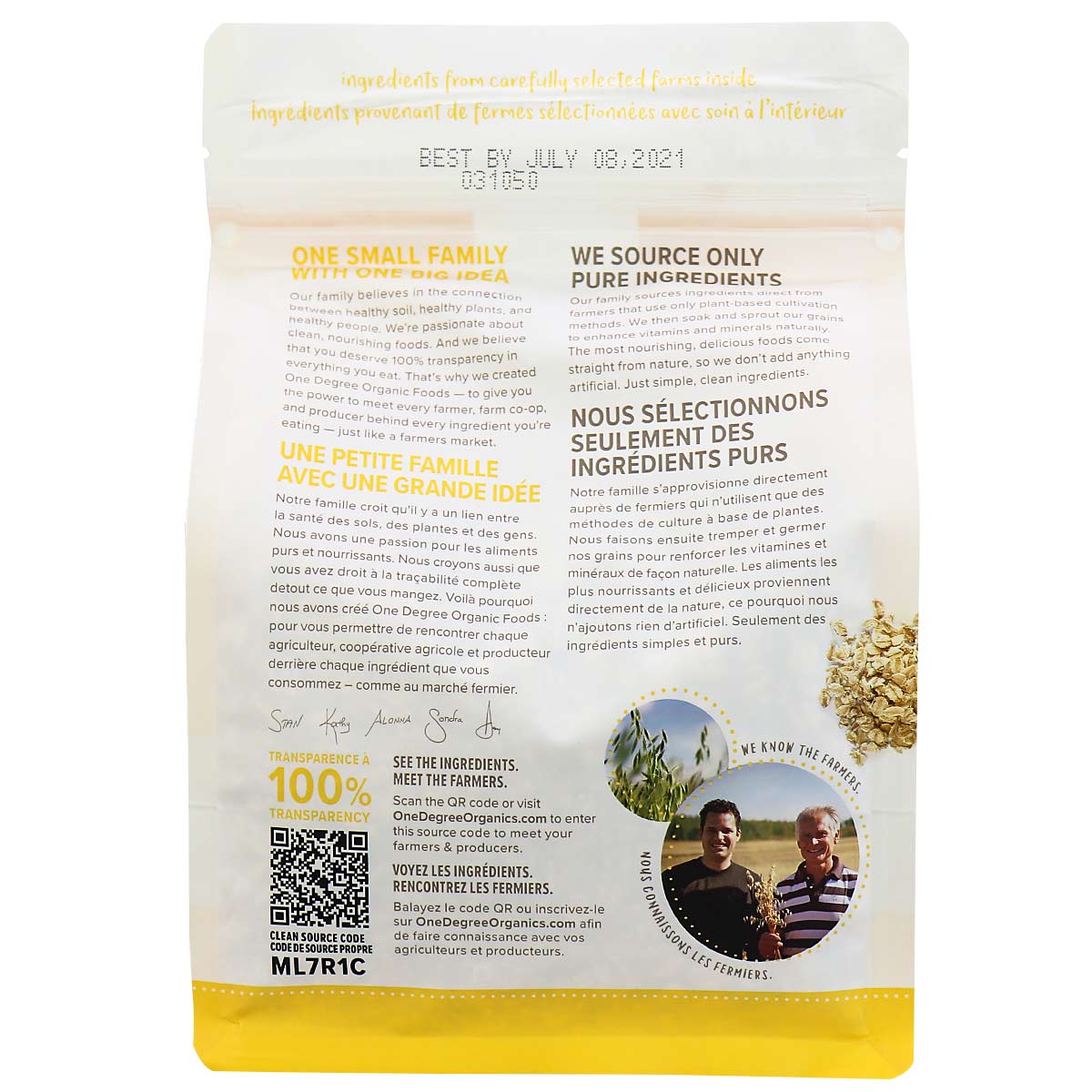 One Degree Organic Foods Gluten-Free Sprouted Rolled Oats, 680g 1