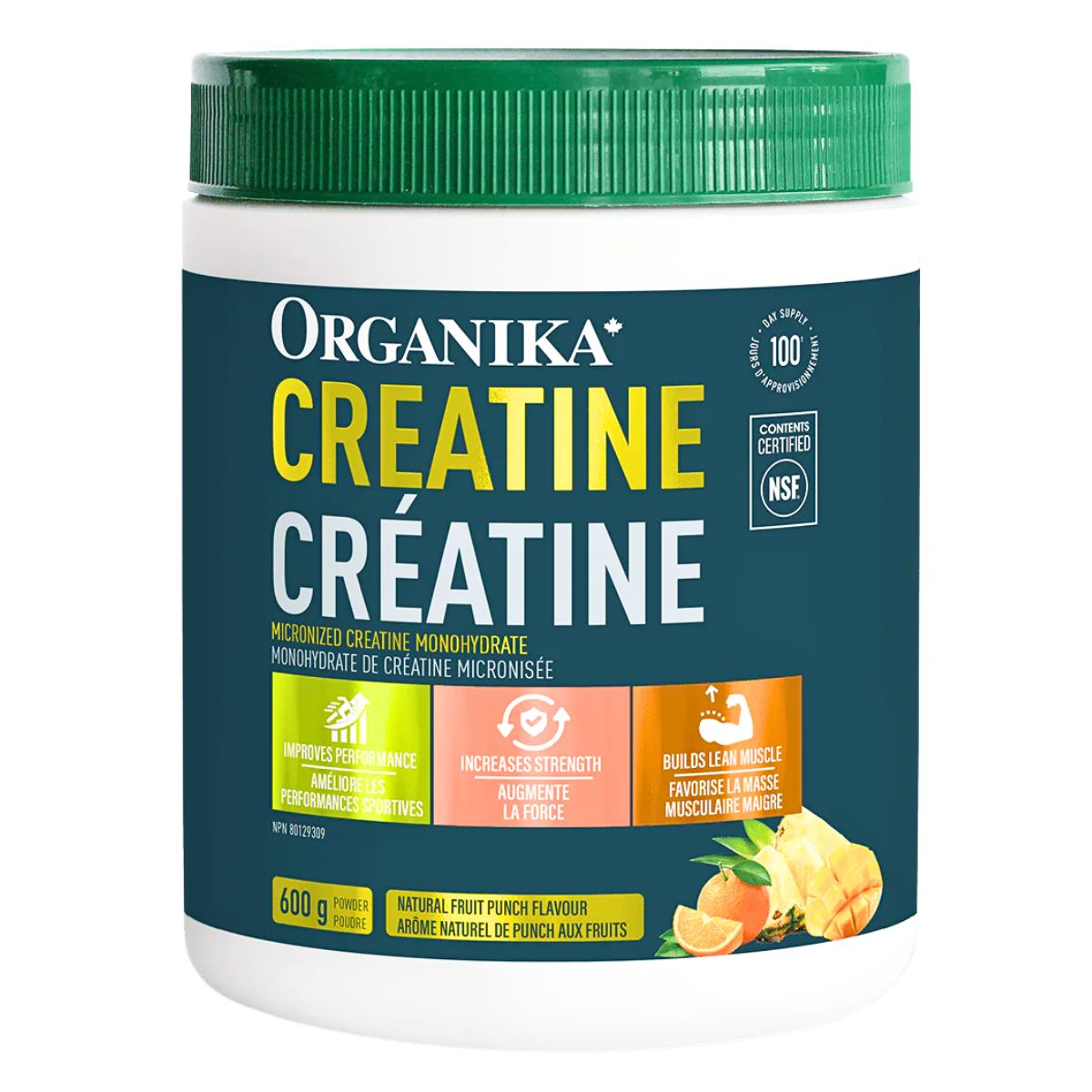 Organika Micronized Creatine Monohydrate Natural Fruit Punch Flavour, 600 g