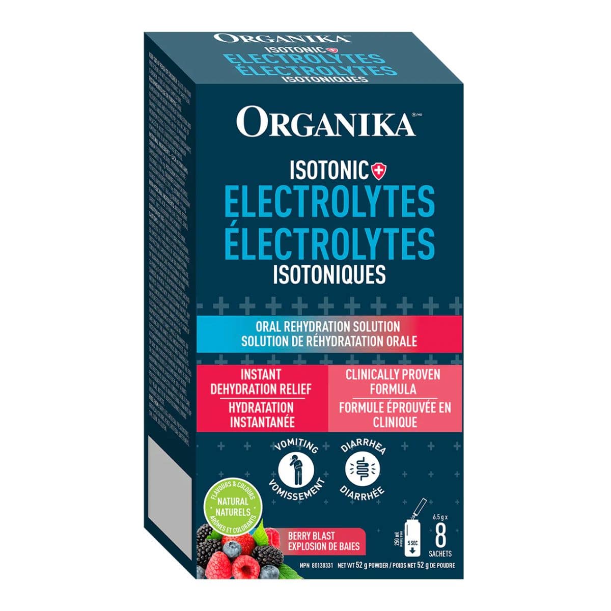Organika Sugar-Free Isotonic Electrolytes Powder Berry Blast, 8 Sachets