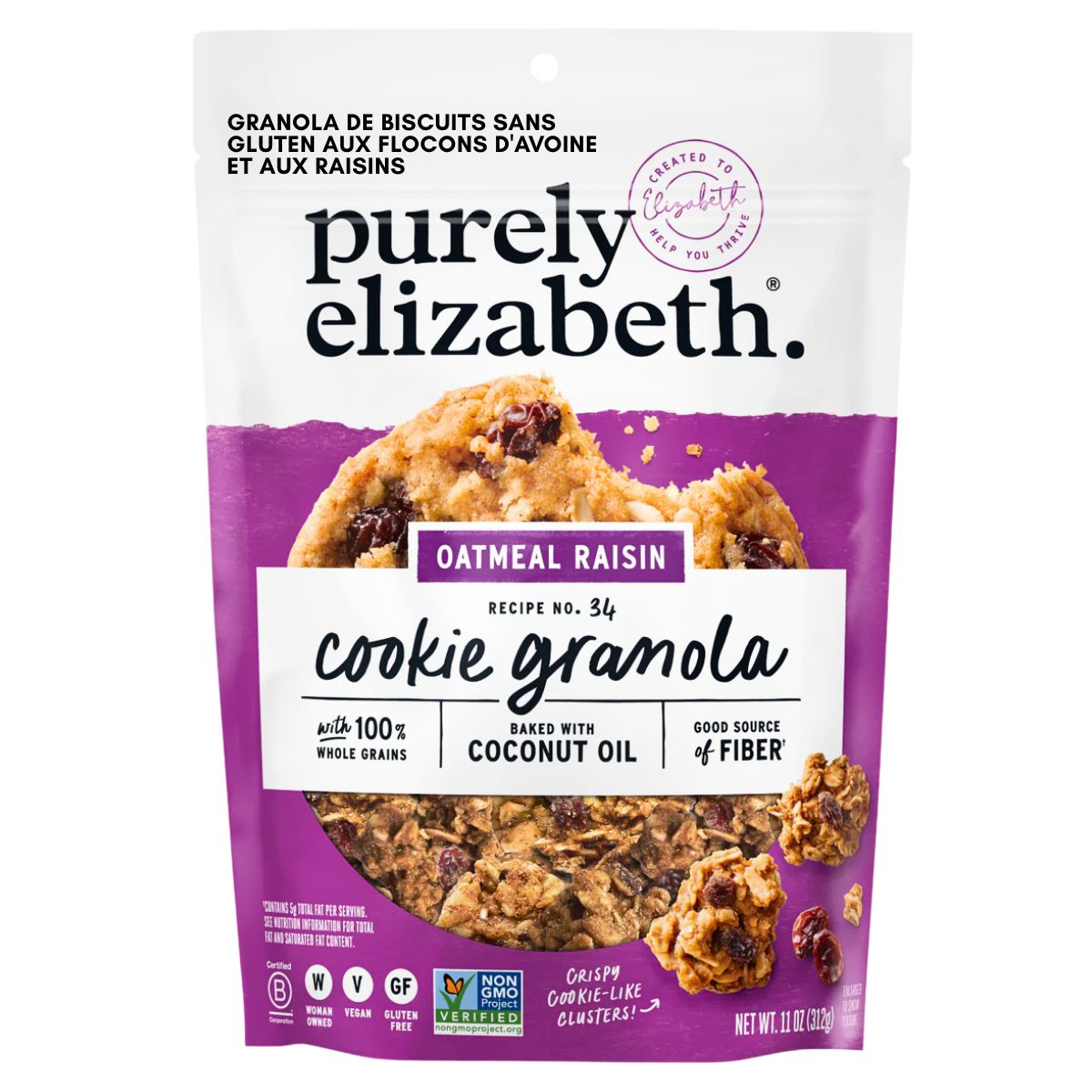 Purely Elizabeth Gluten-Free Cookie Granola Oatmeal Raisin, 312g