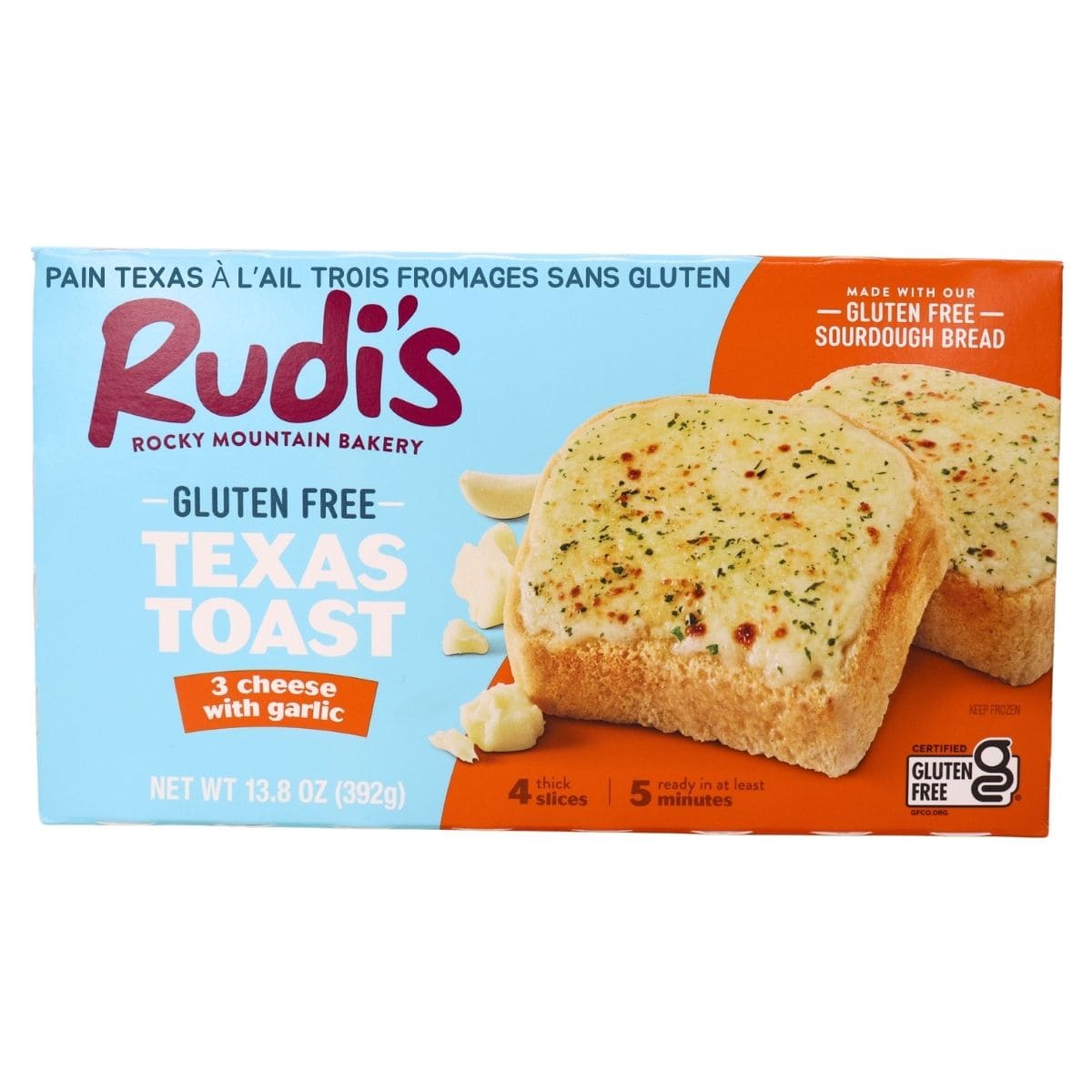 Rudi’s Gluten Free Bakery 3 Cheese Garlic Texas Toast, 4 Slices