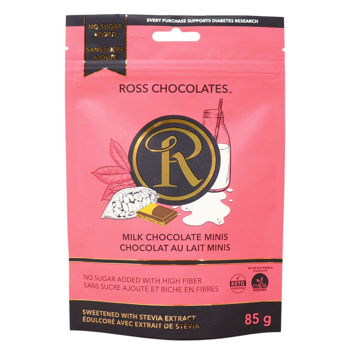 Ross Chocolates No Sugar Added Milk Chocolate Minis, 85g