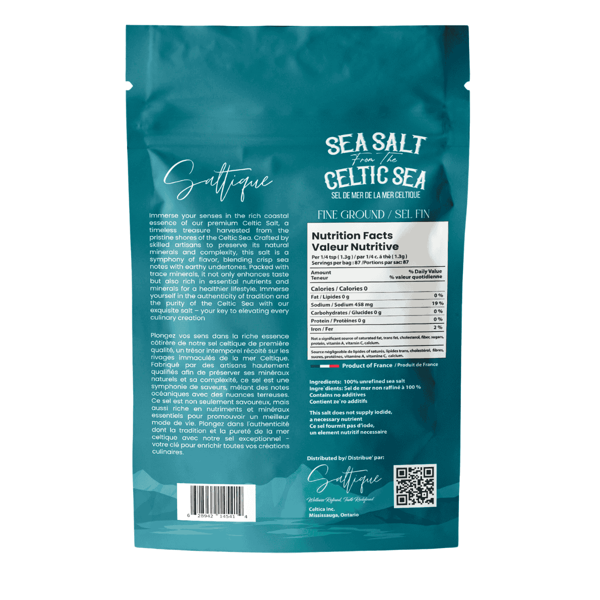 Saltique Sea Salt Unrefined French Celtic Fine Ground, 113g