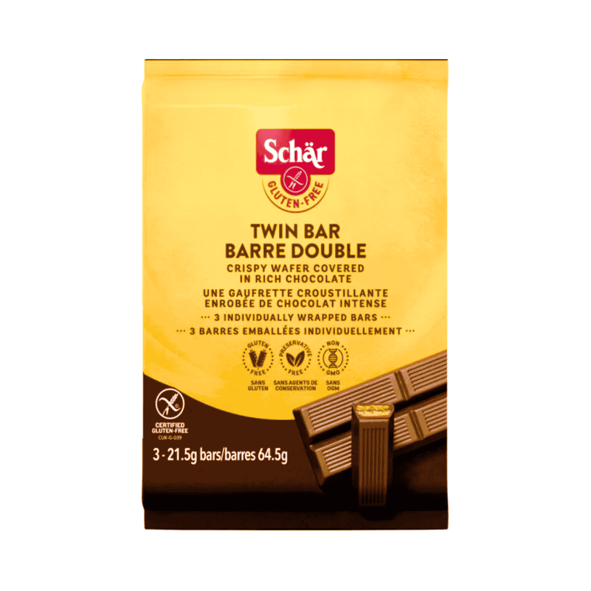 Schär Gluten-Free Twin Bar Chocolate Wafer, 3 Bars