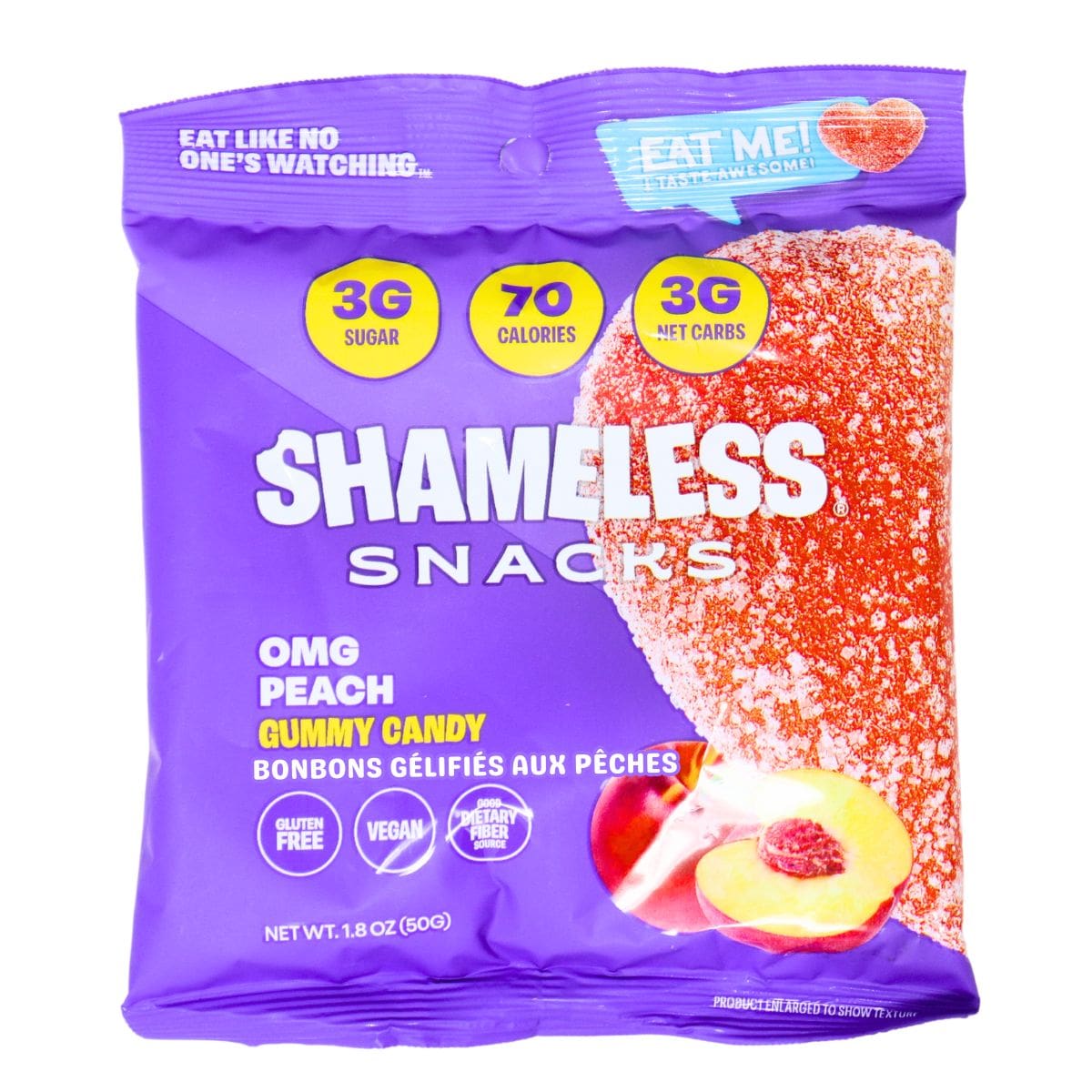 Shameless Snacks Low-Sugar Gummy Candy OMG Peach, 50g