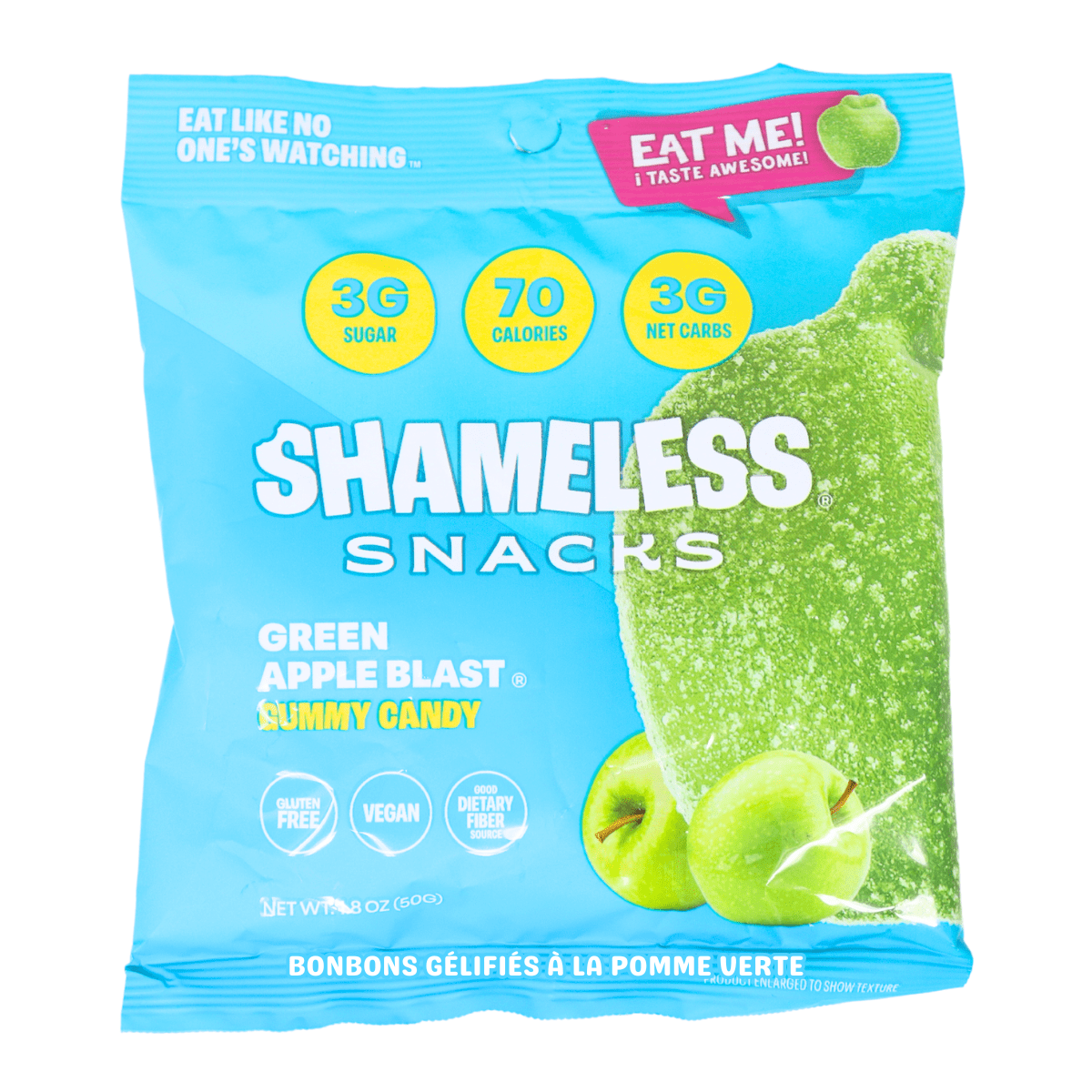 Shameless Snacks Low-Sugar Gummy Candy Green Apple Blast, 50g
