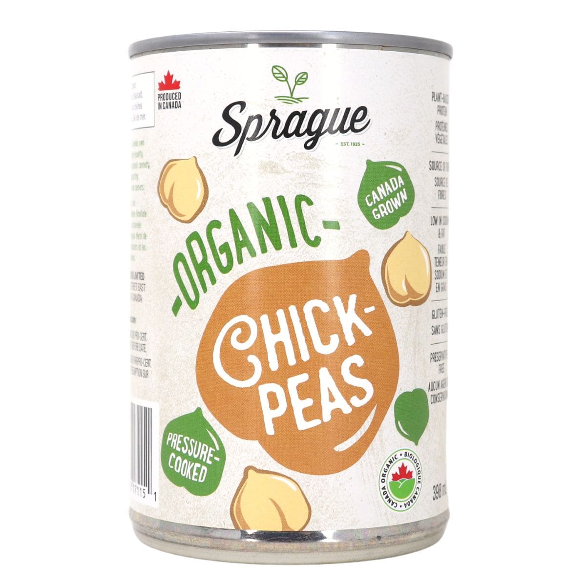 Sprague Low Sodium Organic Chickpeas, 398ml
