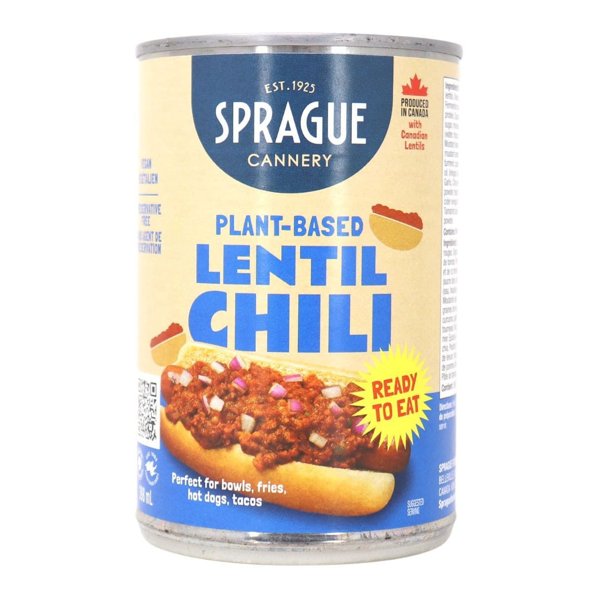 Sprague Ready-To-Eat Plant-Based Lentil Chili, 398ml