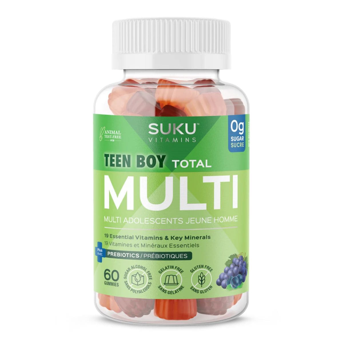 SUKU Vitamins Sugar-Free Gummies Teen Boy Total Multi, 60 Gummies