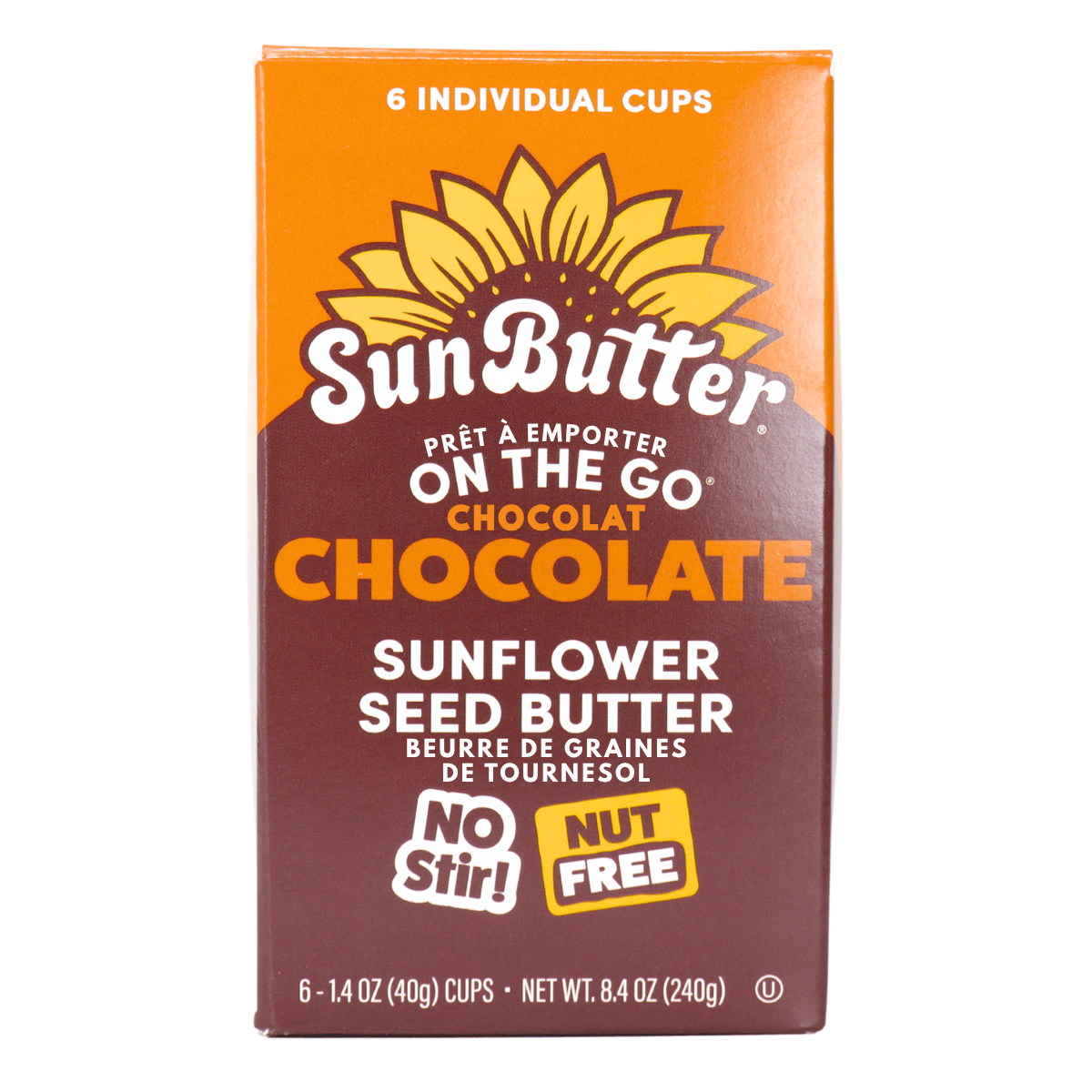 SunButter On The Go Nut-Free Sunflower Seed Butter Chocolate, 6 cups x 40 g