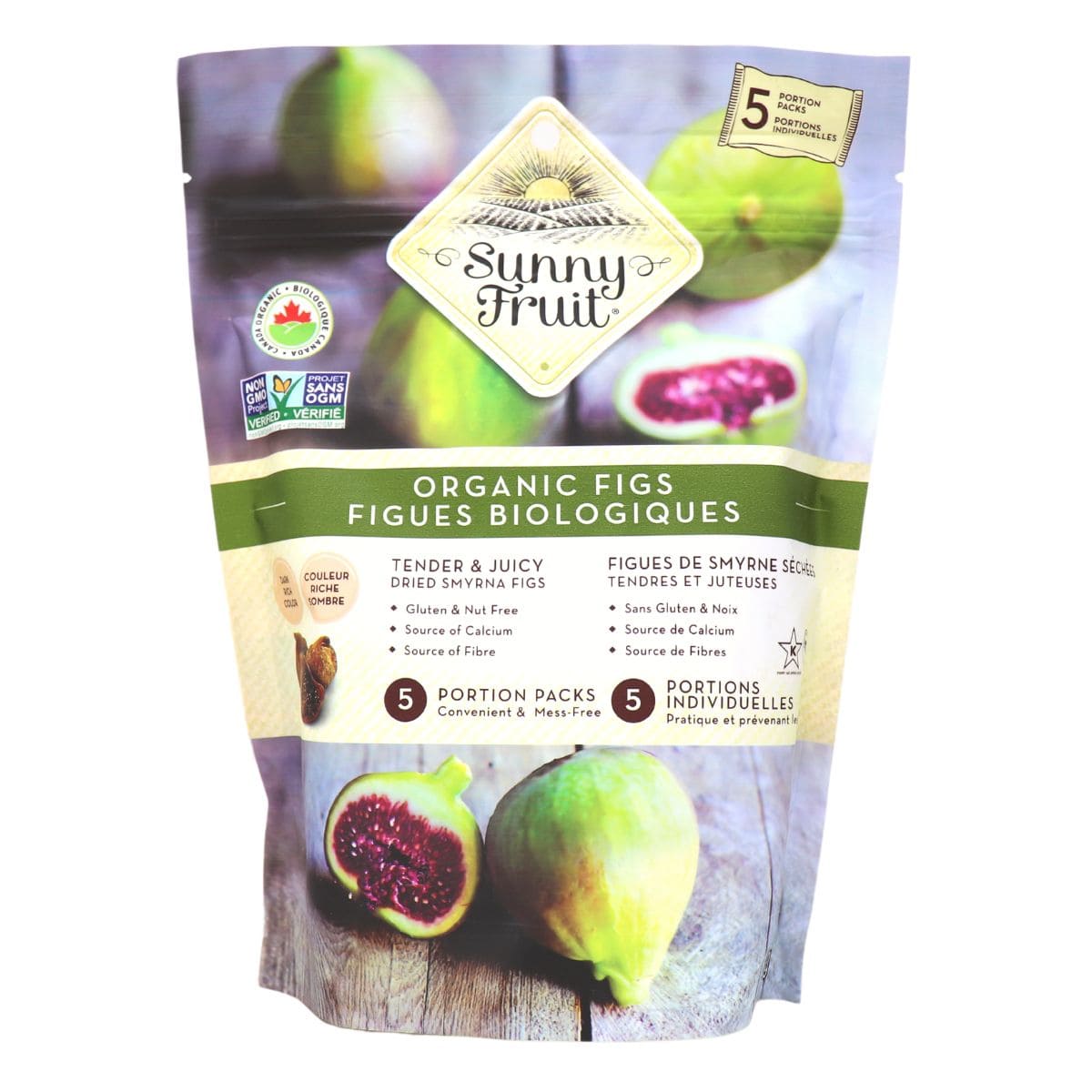 Sunny Fruit Organic Dried Figs, 5 Portion Packs
