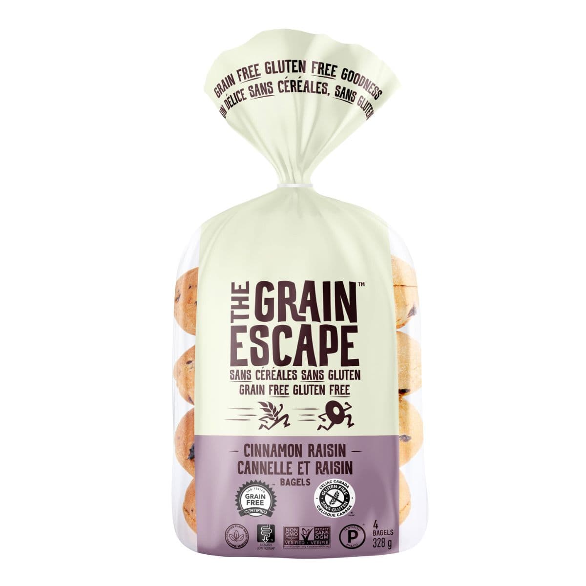 The Grain Escape Grain-Free Gluten-Free Bagels Cinnamon Raisin, 4 Pack