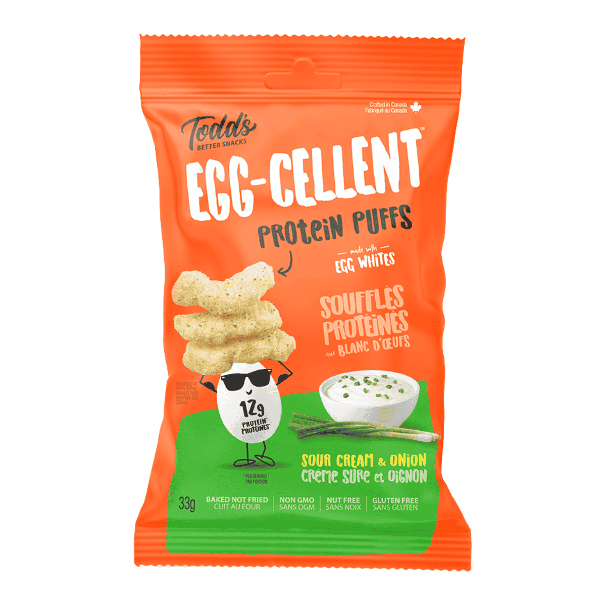 Todd’s Better Snacks Egg-Cellent Protein Puffs Sour Cream &amp; Onion, 33g