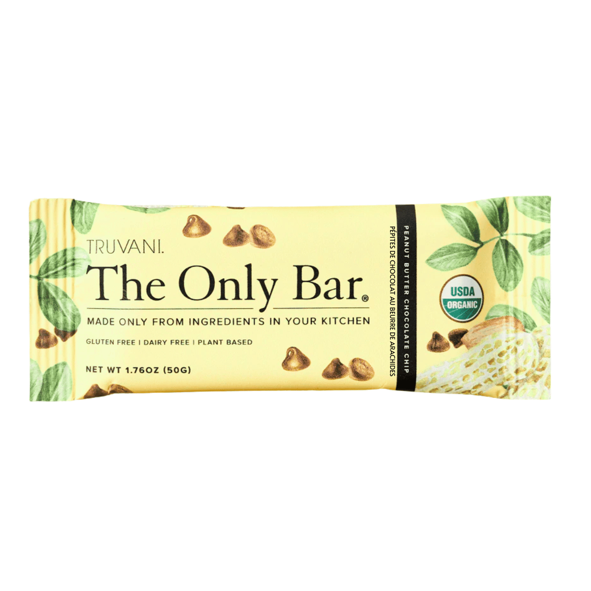 TRUVANI The Only Bar Gluten-Free Snack Bar Peanut Butter Chocolate Chip, 50g