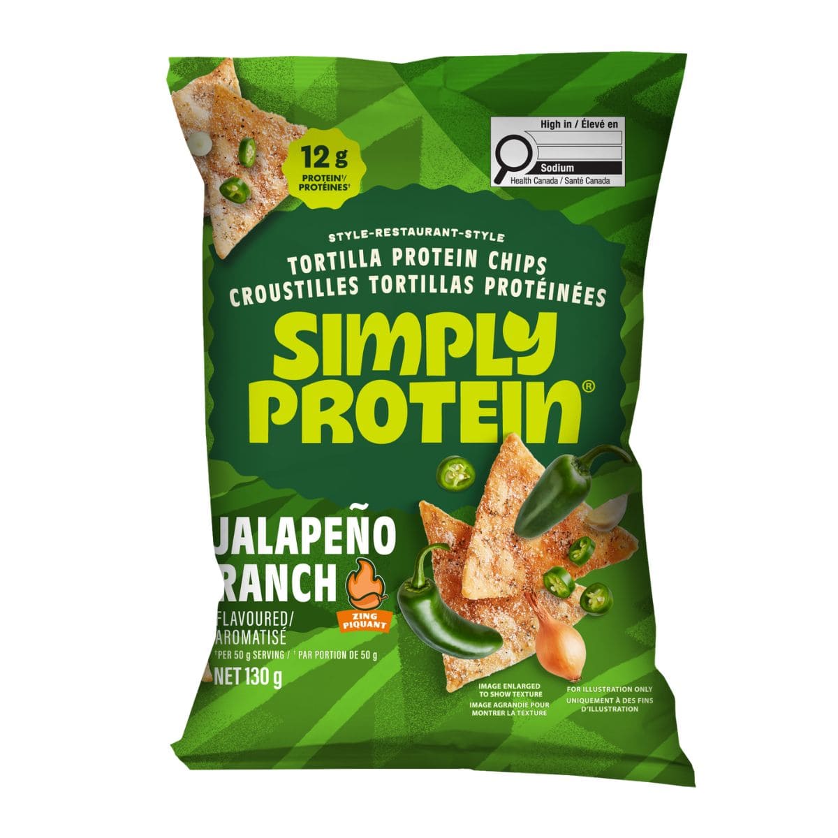 Simply Protein Tortilla Protein Chips Jalapeno Ranch, 130 g