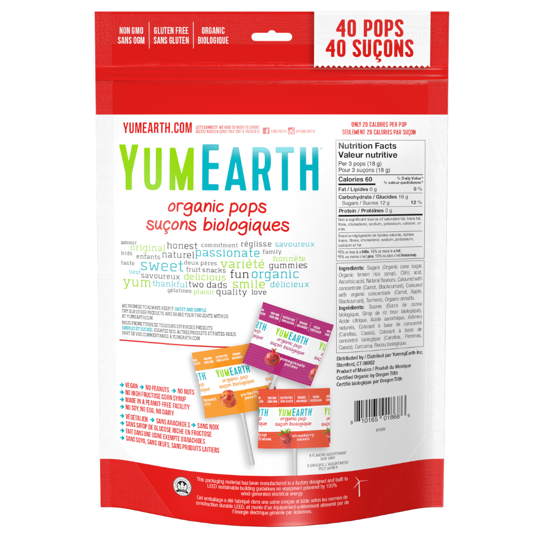 YumEarth Assorted Flavor Lollipops, 248g 1