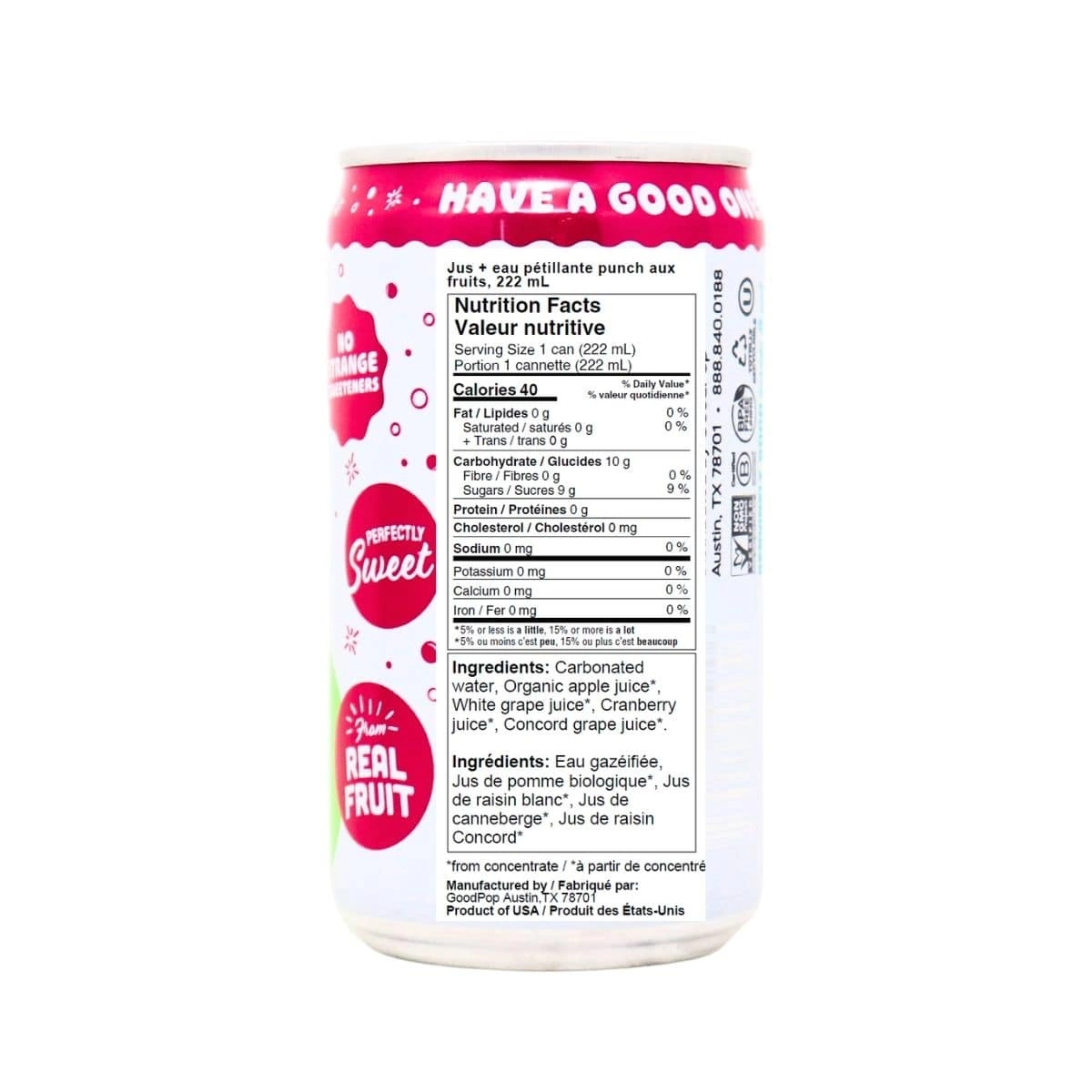 GoodPop No Added Sugar Sparkling Juice Fruit Punch at NaturaMarket