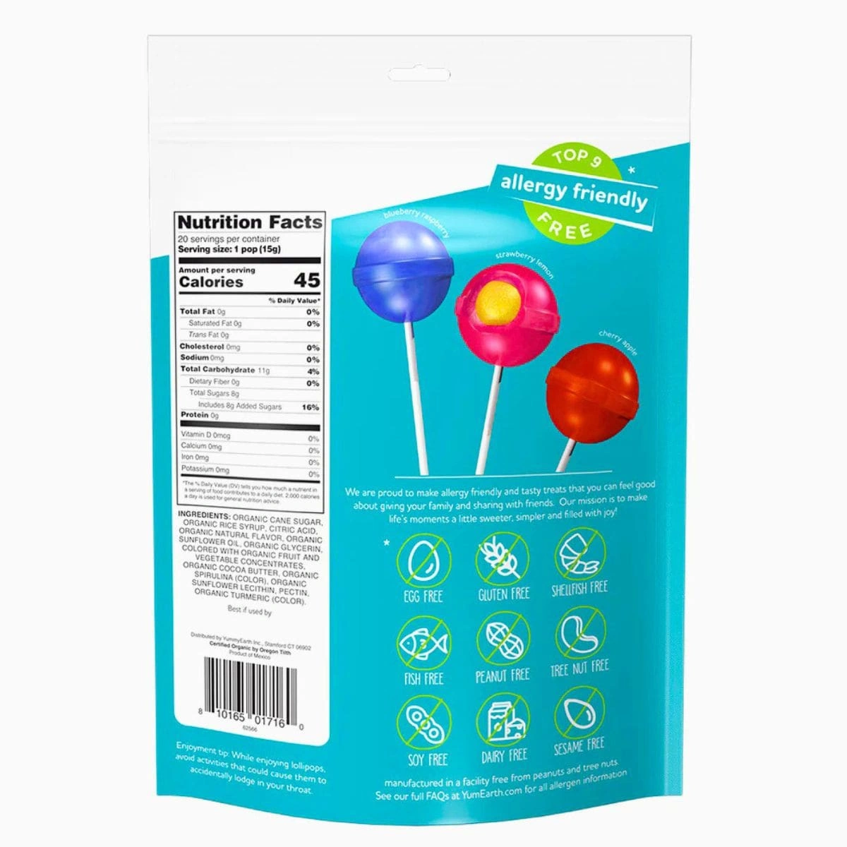 YumEarth Organic DuoPops Fruit Chew Filled Lollipop at