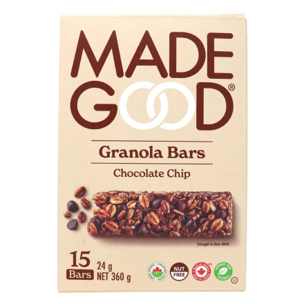 Front of MadeGood Chocolate Chip Granola Bars