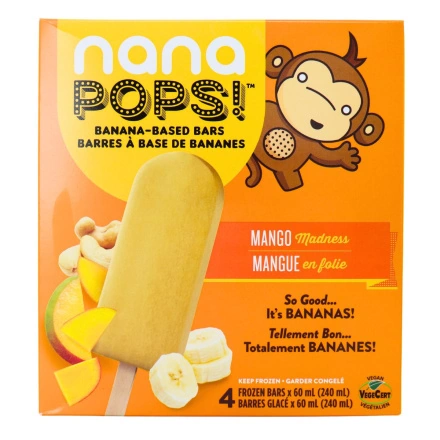 Nanashake Vegan NanaPops Banana-Based Bars Mango Madness Front