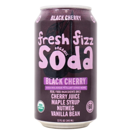 Fresh Fizz Organic Soda Sparkling Black Cherry Front

