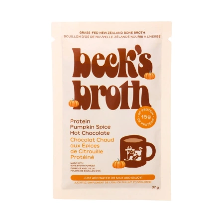 Beck’s Broth Bone Broth Powder Protein Pumpkin Spice Hot Chocolate Front