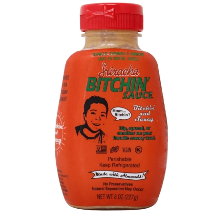 Bitchin’ Sauce Almond Dip Squeeze Bottle Sriracha Front
