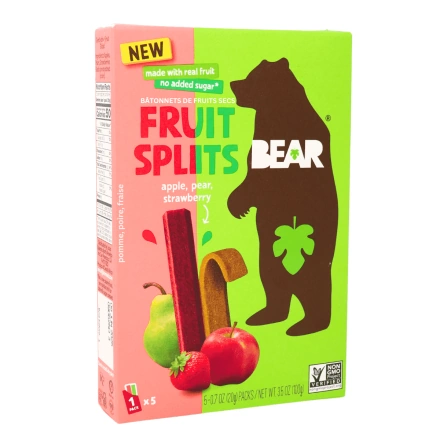 Bear No Added Sugar Real Fruit Splits Apple Pear Strawberry, 5 Pack