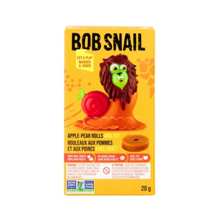 Front of Bob Snail Dried Fruit Snack Fruit Roll Ups With Surprise Toy