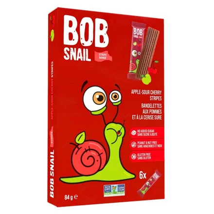 Front of Bob Snail Dried Fruit Snack Fruit Leather Healthy Fruit Leather Apple Cherry 