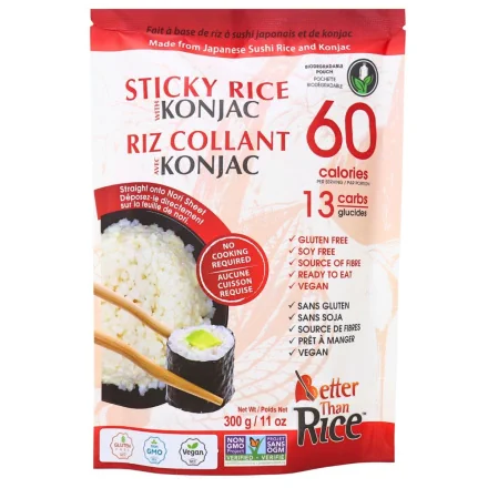 Front of Better Than Foods Sticky Rice with Konjac - Konjac Root - Konjac Plant - Konjac Rice