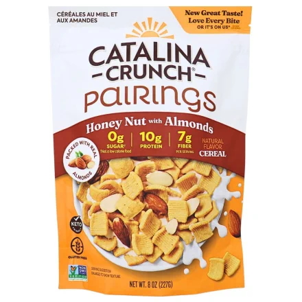 Front of Catalina Crunch Pairings Honey Nut Cereal With Almonds - High Protein Cereal Low Sugar - Protein Cereal Canada