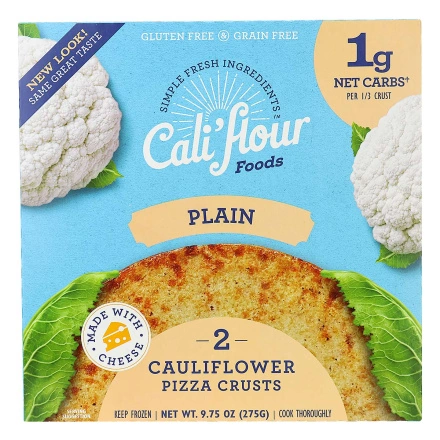Front of Cali'flour Foods Cauliflower Pizza Crust - Plain, 2 Crusts