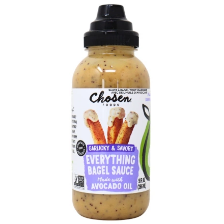 Front of Chosen Foods Everything Bagel Sauce With Avocado Oil -  Avocado Oil Dressing - Avocado Oil Dips - Avocado Oil Sauce