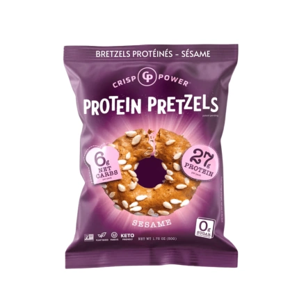 CRISP POWER Keto Plant-Based Protein Pretzels Sesame, 50g