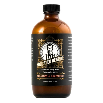Front of Educated Beards Body And Beard Wash Bergamot Grapefruit