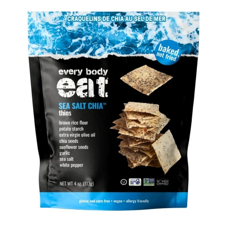 Front of Every body Eat Gluten Free Crackers - Chia Crackers - Brown Rice Crackers