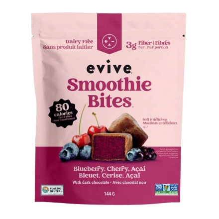 Evive Chocolate-Covered Smoothie Bites Blueberry, Cherry & Acai Canada Front