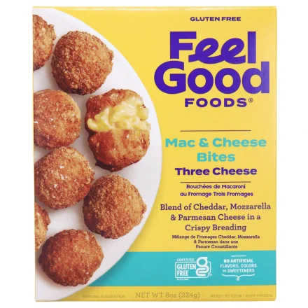 Feel Good Foods Gluten-Free Three Cheese Mac & Cheese Bites Front