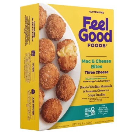 Feel Good Foods Gluten-Free Three Cheese Mac & Cheese Bites Front