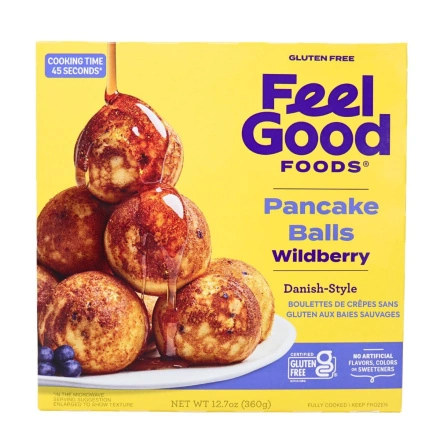 Front of Feel Good Foods Gluten-Free Pancake Balls Wildberry - Gluten Free Snacks - Mini Pancake - Gluten Free Breakfast
