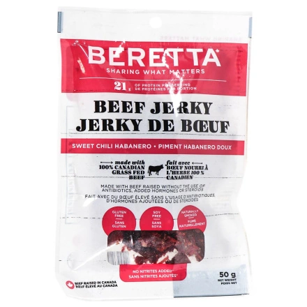 Front of Beretta Beef Jerky Sweet Habanero Chili