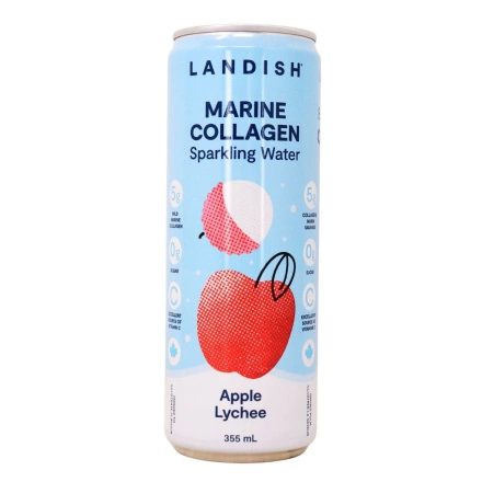 Landish Marine Collagen Sparkling Water Apple Lychee Canada Front