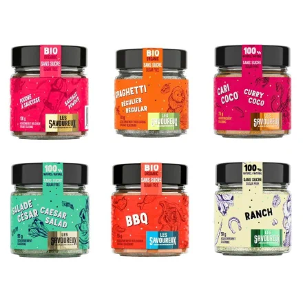 Front of Les Savoureux Organic Sugar-Free Seasoning Cook Smarter Not Harder Set