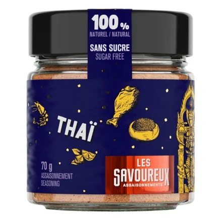 Front of Les Savoureux Sugar-Free Seasoning Thai - Thai Spices For Chicken - Paleo Seasonings