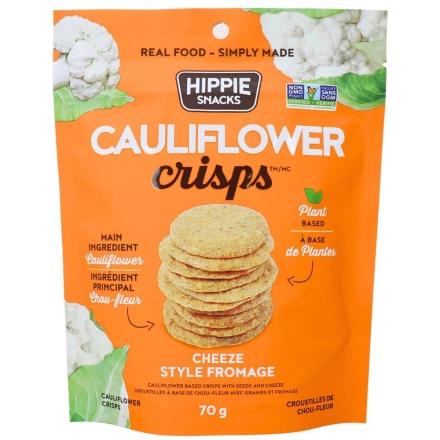 Front of Hippie Snacks Cauliflower Crisps Cheeze, 70g