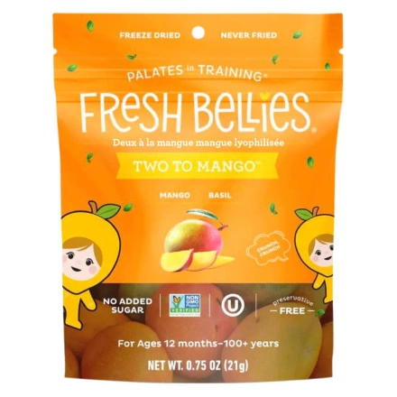 Front of Fresh Bellies Two To Mango Freeze-Dried Mango