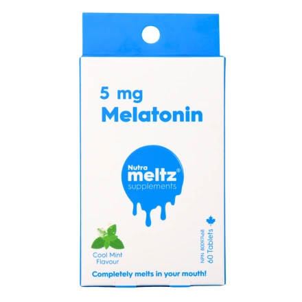 Nutrameltz Meltaway Supplement Tablets 5mg Melatonin Cool Mint Flavour Canada Front