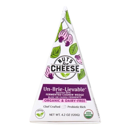  Nuts For Cheese Organic Dairy-Free Un-Brie-Lievable Fermented Cashew Wedge Canada Front